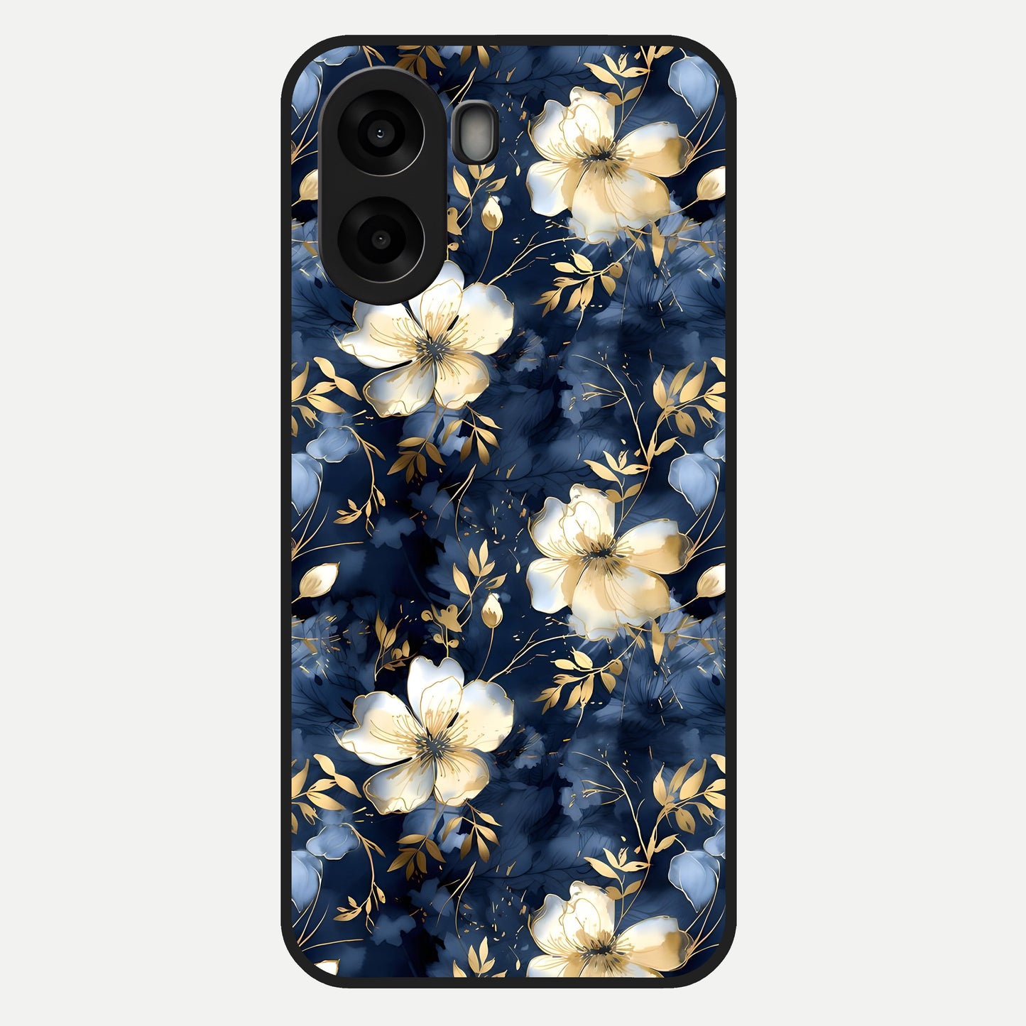  Golden Midnight Bloom Glass Case For Oppo A6s back cover – full design glossy printed glass finish