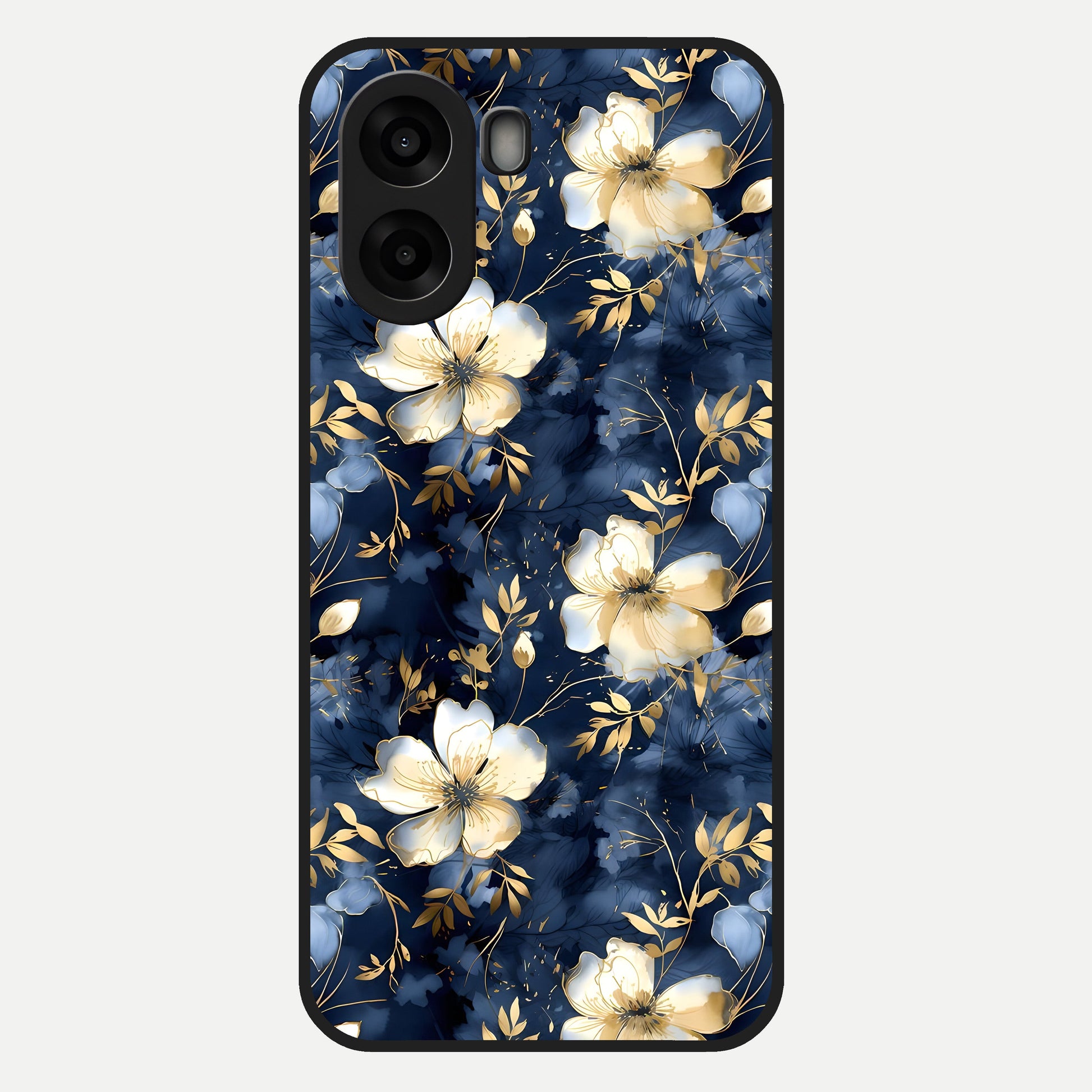  Golden Midnight Bloom Glass Case For Oppo A6s back cover – full design glossy printed glass finish