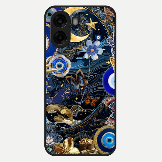  Golden Moon Magic Glass Case For Oppo A6s back cover – full design glossy printed glass finish