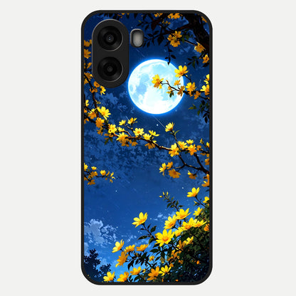  Golden Night Glow Glass Case For Oppo A6s back cover – full design glossy printed glass finish