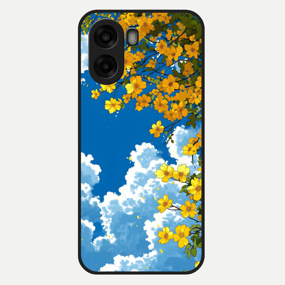  Golden Petal Sky Glass Case For Oppo A6s back cover – full design glossy printed glass finish