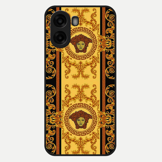  Golden Royal Heritage Glass Case For Oppo A6s back cover – full design glossy printed glass finish
