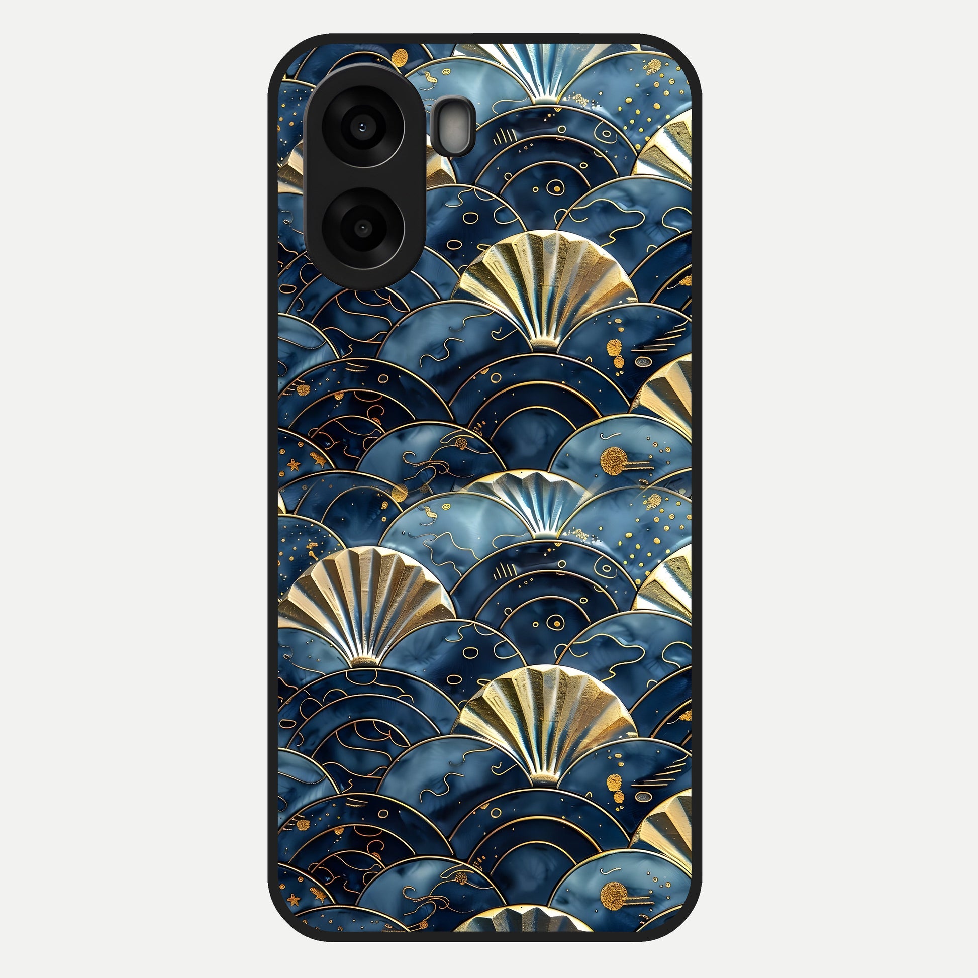 Golden Wave Luxe Glass Case For Oppo A6s back cover – full design glossy printed glass finish