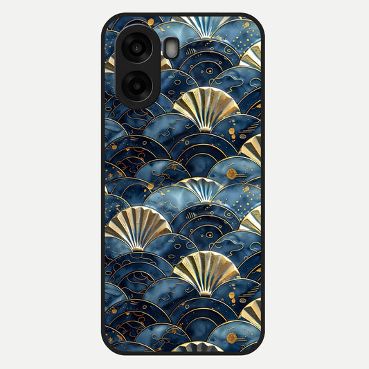  Golden Wave Luxe Glass Case For Oppo A6s back cover – full design glossy printed glass finish