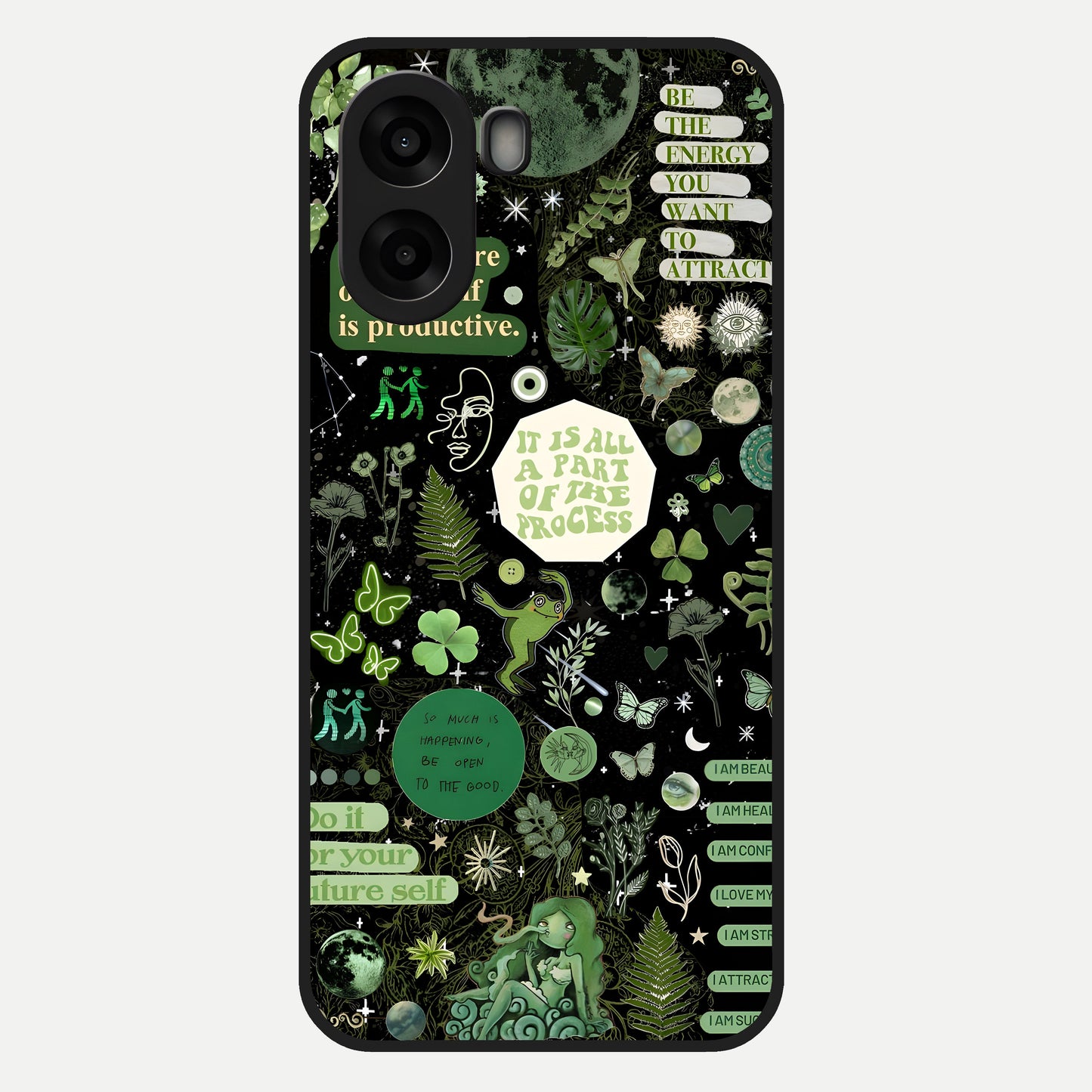  Green Mandala Pattern Glass Case For Oppo A6s back cover – full design glossy printed glass finish