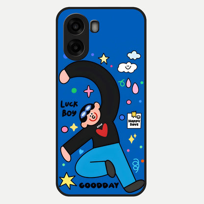  Happy Luck Vibe Glass Case For Oppo A6s back cover – full design glossy printed glass finish