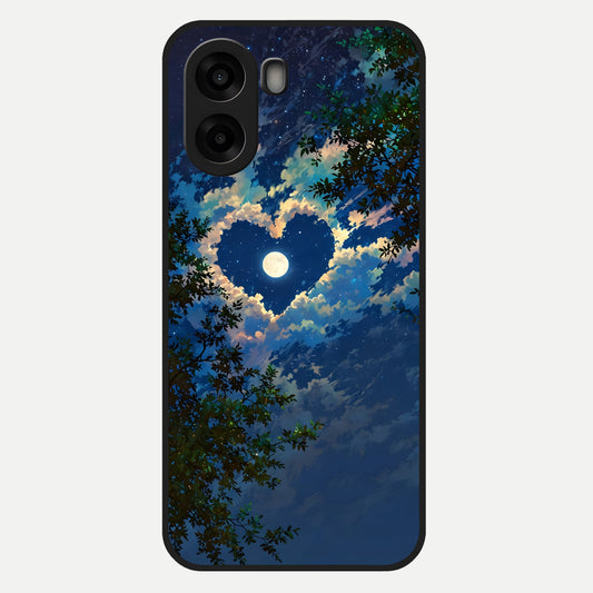  Heart With Moon Sky Glass Case For Oppo A6s back cover – full design glossy printed glass finish