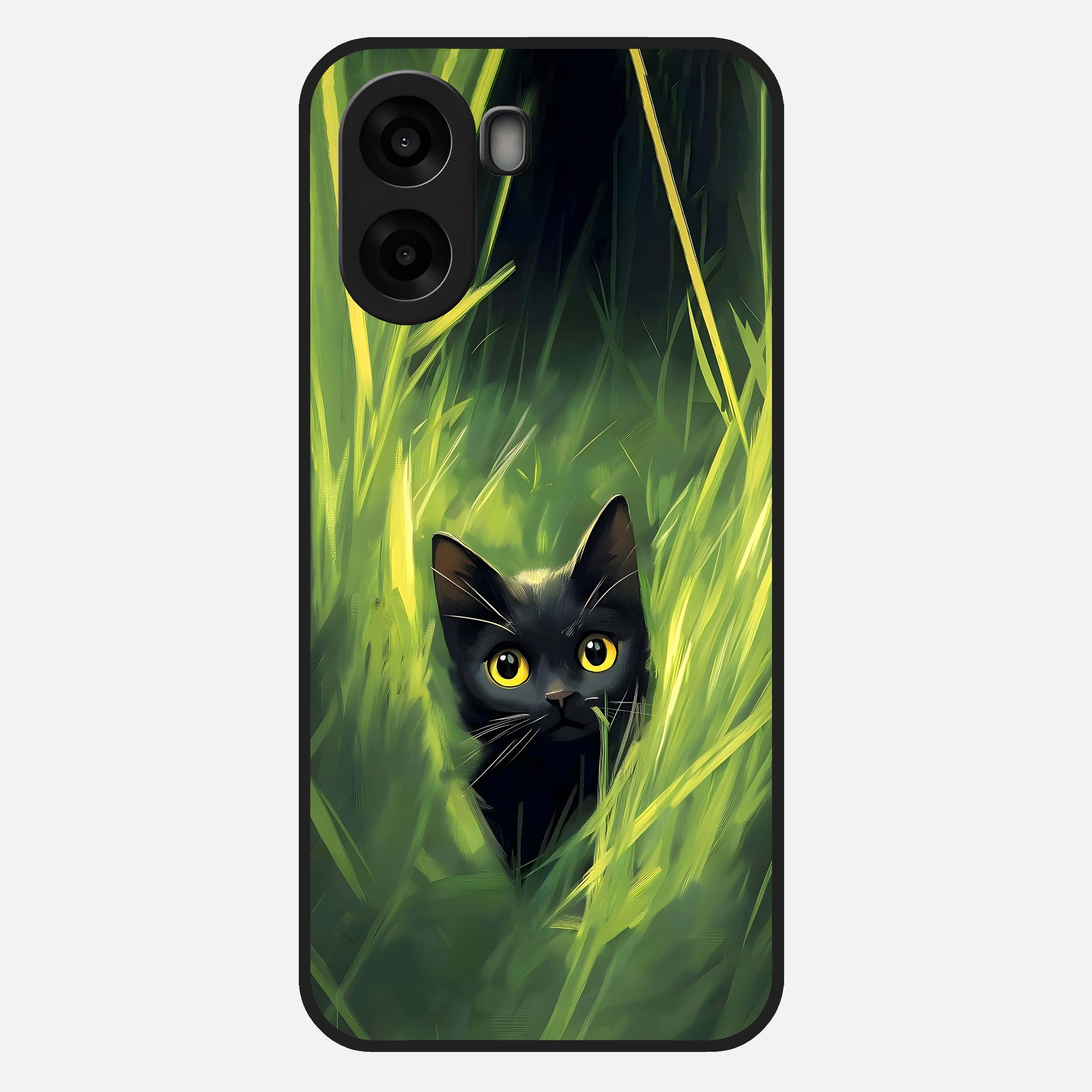  Hidden Cat Whisper Glass Case For Oppo A6s back cover – full design glossy printed glass finish