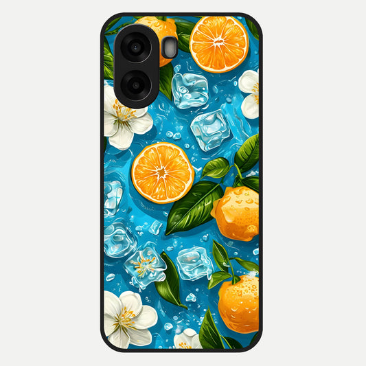  Ice Cube With Orange Glass Case For Oppo A6s back cover – full design glossy printed glass finish