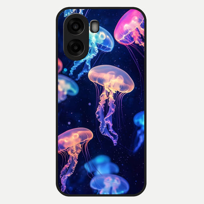  Jellyfish Pattern Glass Case For Oppo A6s back cover – full design glossy printed glass finish