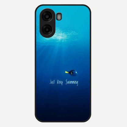  Just Keep Swimming Glass Case For Oppo A6s back cover – full design glossy printed glass finish