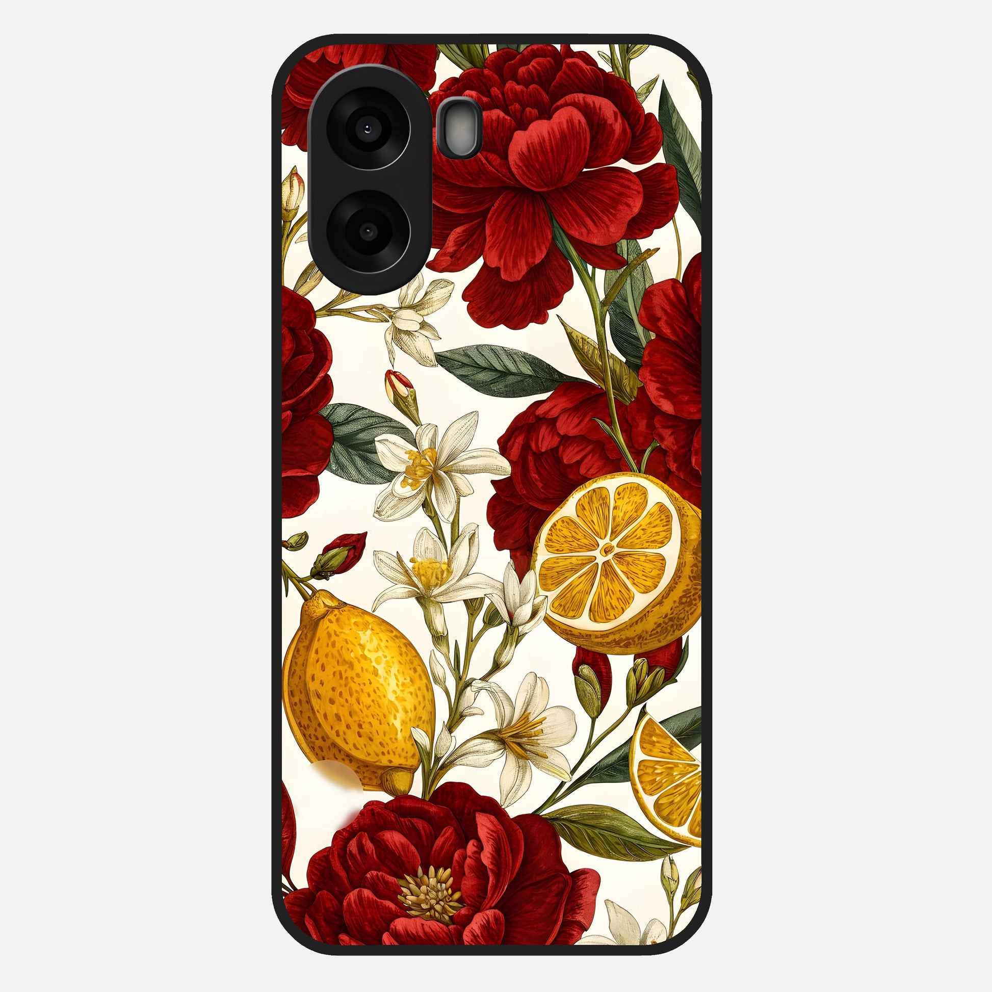  Lemon Rose Charm Glass Case For Oppo A6s back cover – full design glossy printed glass finish
