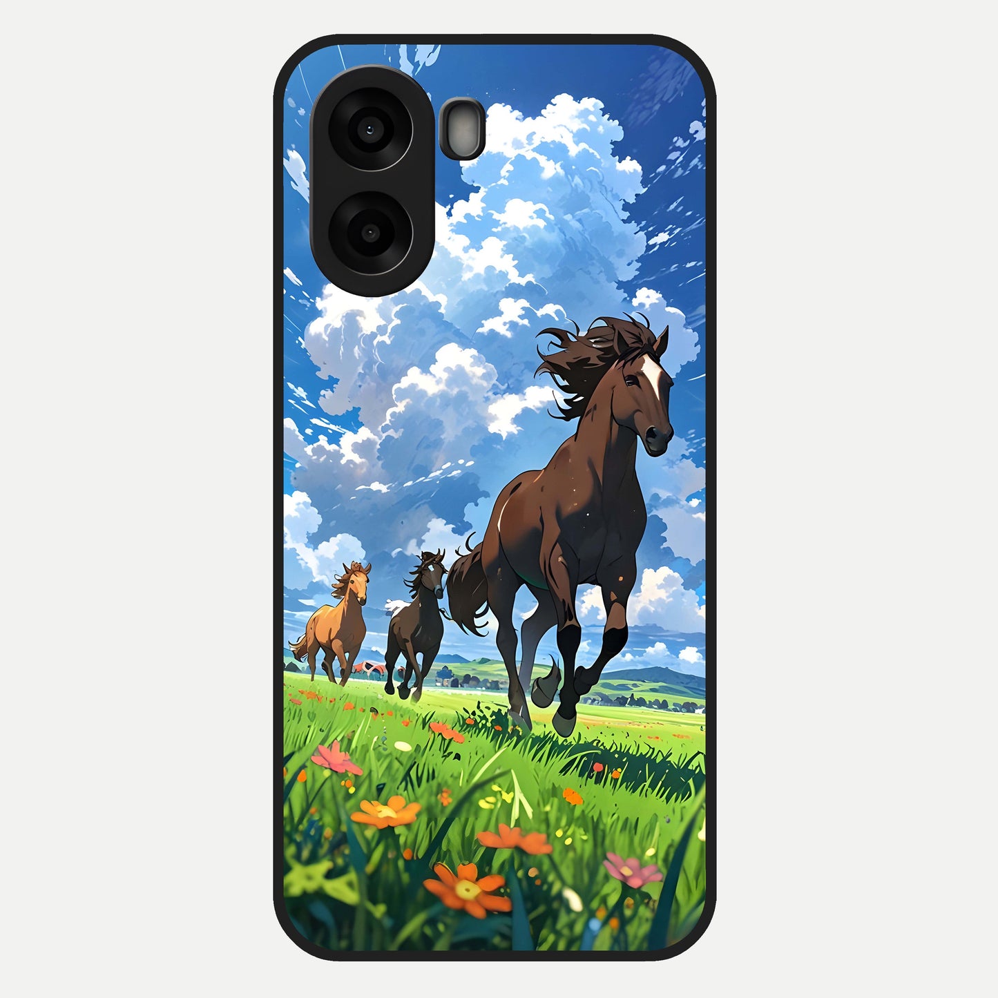  Majestic Horses Galloping Glass Case For Oppo A6s back cover – full design glossy printed glass finish
