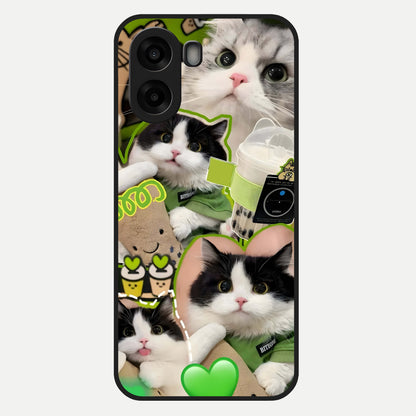  Matcha Cats Mood Glass Case For Oppo A6s back cover – full design glossy printed glass finish