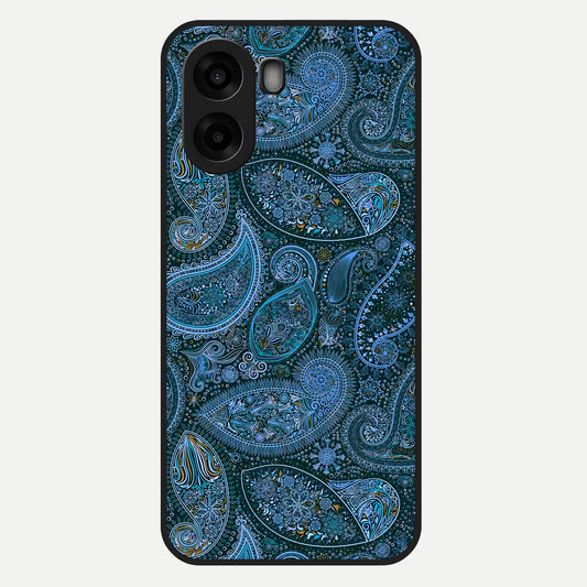  Midnight Paisley Glow Glass Case For Oppo A6s back cover – full design glossy printed glass finish