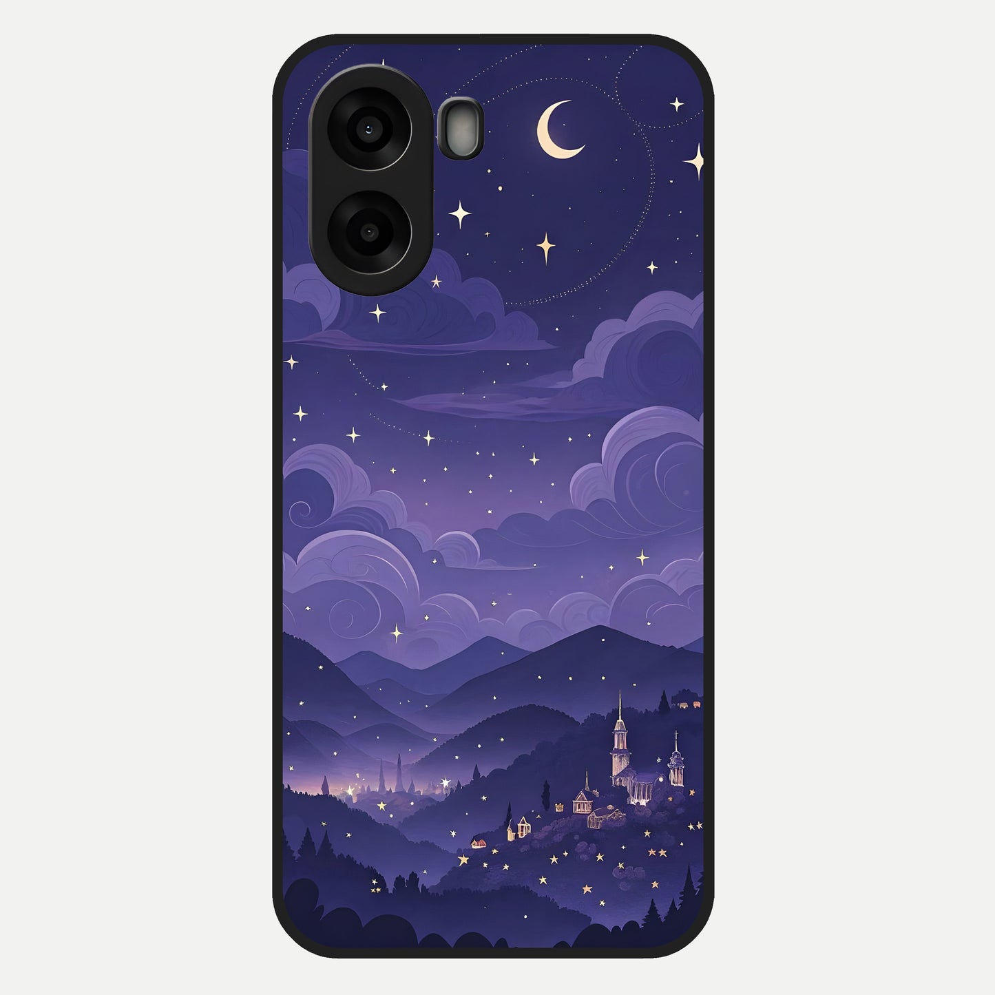  Minimal Night View Glass Case For Oppo A6s back cover – full design glossy printed glass finish