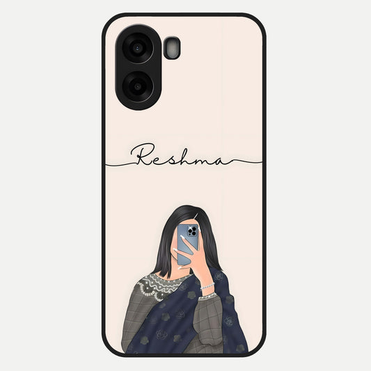  Mirror Mood Muse With Custom Name Glass Case For Oppo A6s back cover – full design glossy printed glass finish