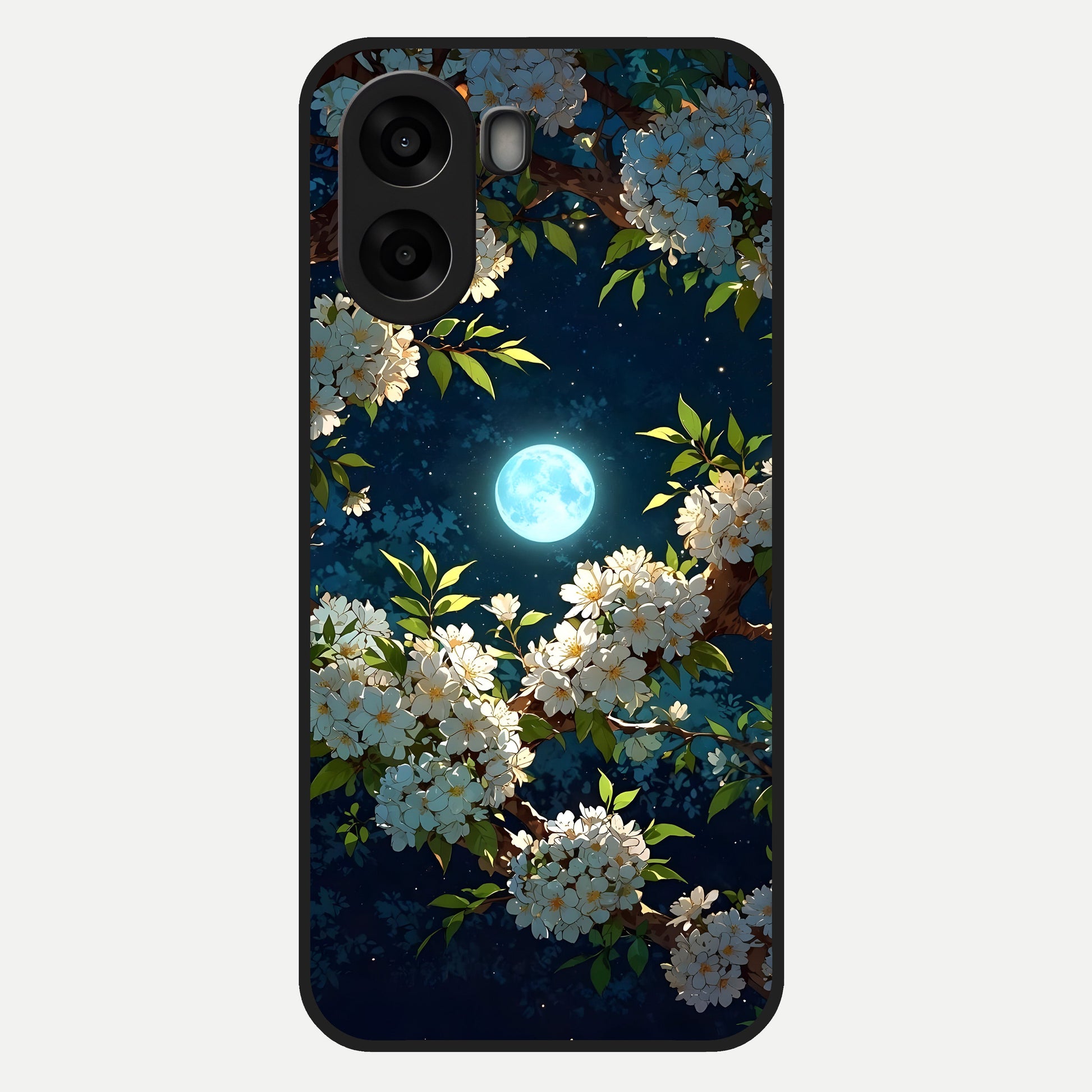  Moonlit Blossom Dream Glass Case For Oppo A6s back cover – full design glossy printed glass finish