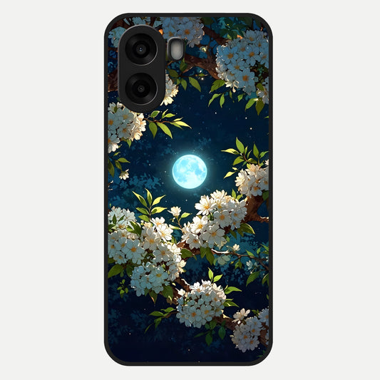  Moonlit Blossom Dream Glass Case For Oppo A6s back cover – full design glossy printed glass finish