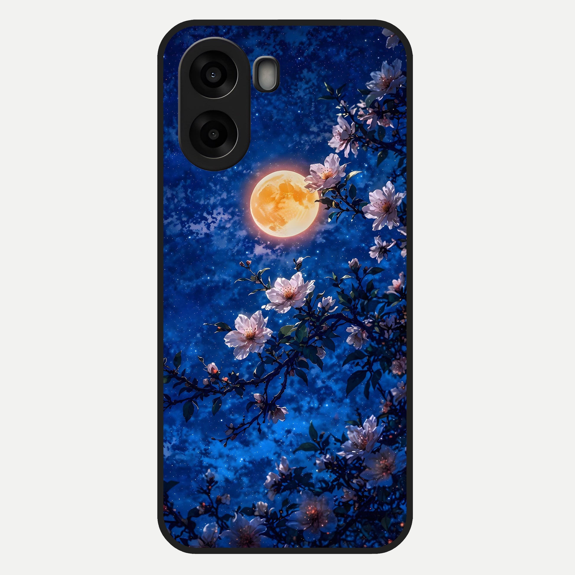 Moonlit Blossoms Night Glass Case For Oppo A6s back cover – full design glossy printed glass finish