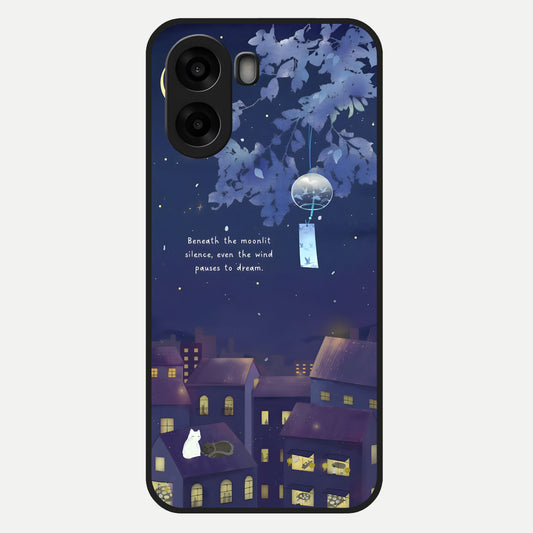  Moonlit Cat Silence Glass Case For Oppo A6s back cover – full design glossy printed glass finish