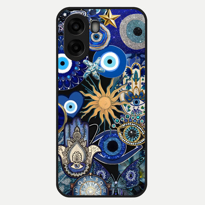  Mystic Blue Evil Eye Glass Case For Oppo A6s back cover – full design glossy printed glass finish