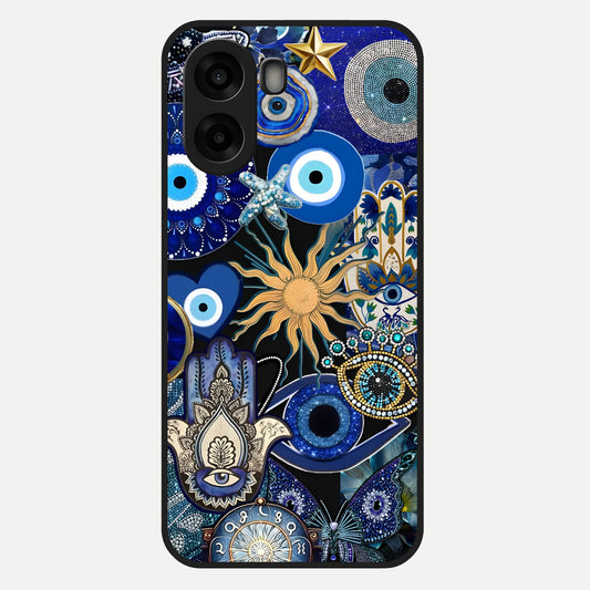  Mystic Blue Evil Eye Glass Case For Oppo A6s back cover – full design glossy printed glass finish