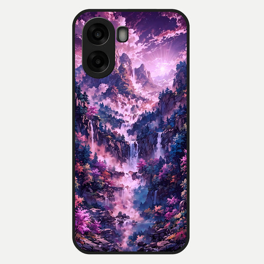  Mystic Cascade Peaks Glass Case For Oppo A6s back cover – full design glossy printed glass finish