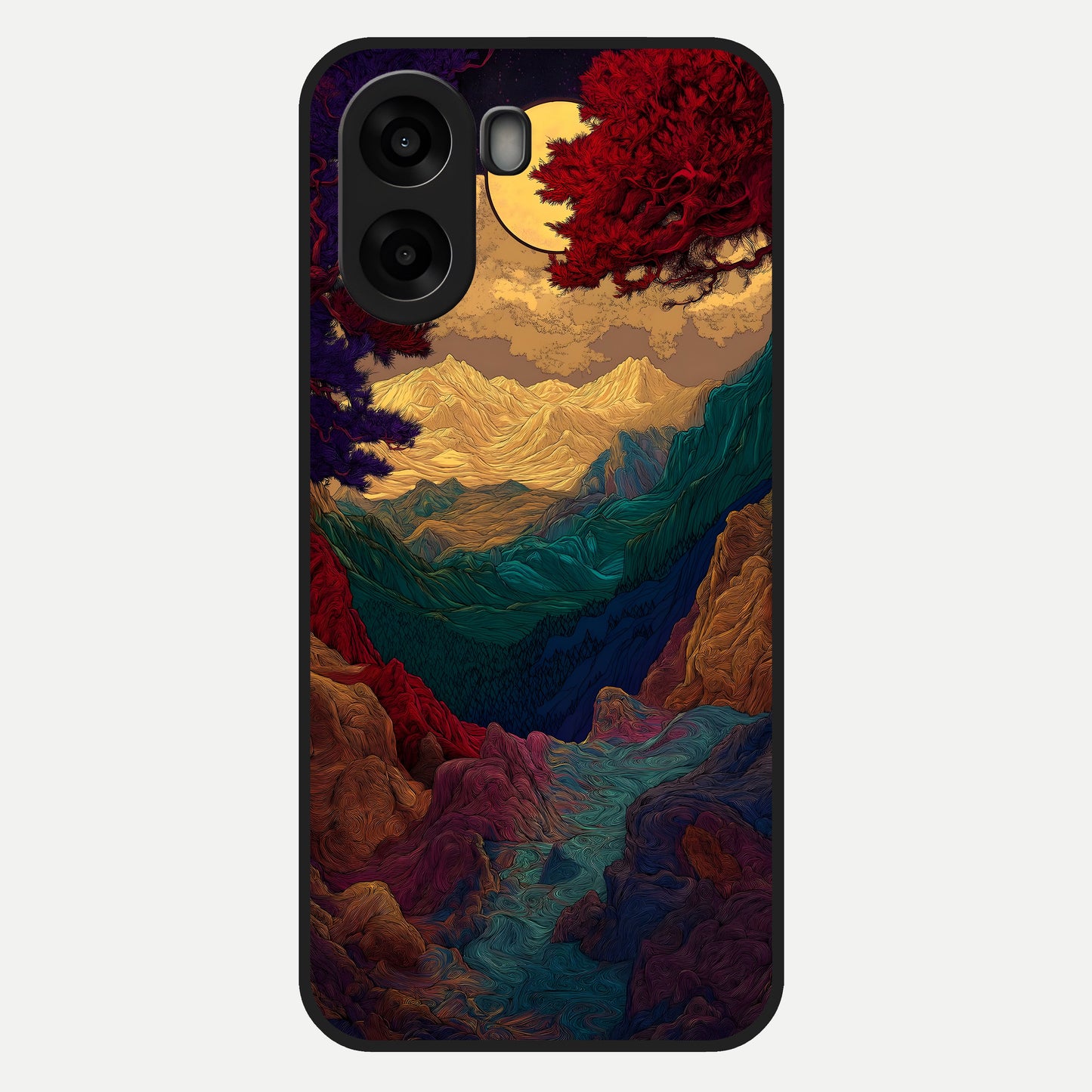  Mystic Valley Light Glass Case For Oppo A6s back cover – full design glossy printed glass finish