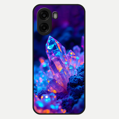  Neon Aura Shards Glass Case For Oppo A6s back cover – full design glossy printed glass finish