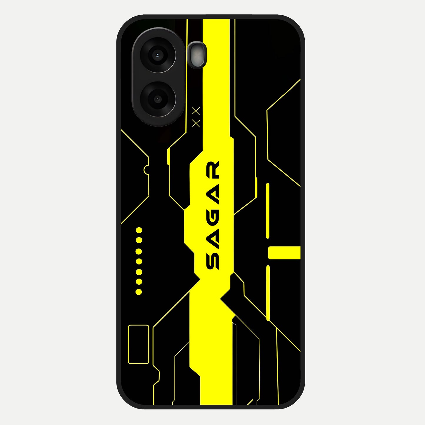  Neon CYBERPUNK Custom Name Glass Case For Oppo A6s back cover – full design glossy printed glass finish