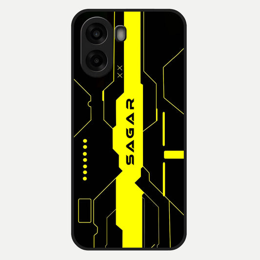  Neon CYBERPUNK Custom Name Glass Case For Oppo A6s back cover – full design glossy printed glass finish