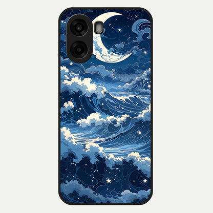  Ocean Moon Waves Glass Case For Oppo A6s back cover – full design glossy printed glass finish