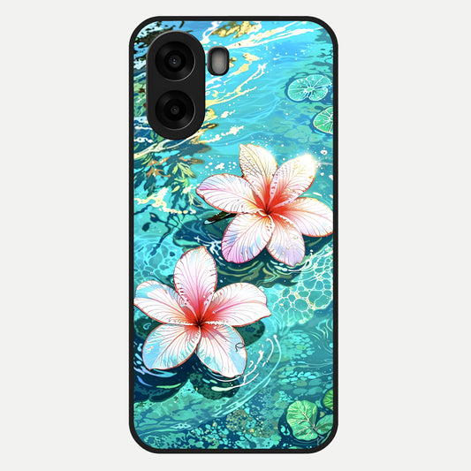  Pink Flowers in Water Glass Case For Oppo A6s back cover – full design glossy printed glass finish
