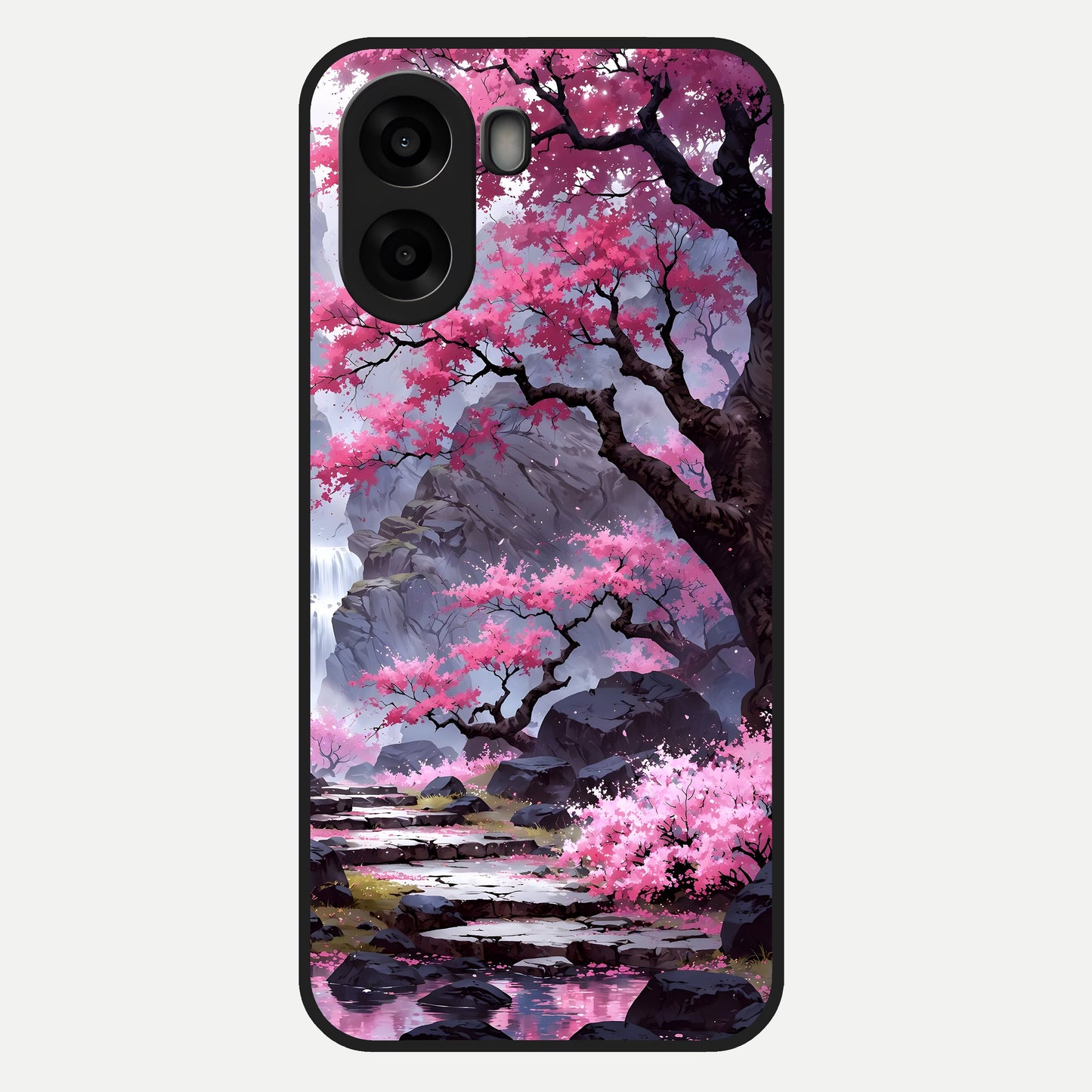  Pink Sunflower Glow Glass Case For Oppo A6s back cover – full design glossy printed glass finish