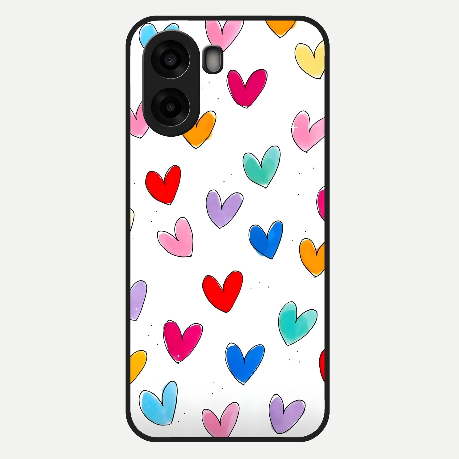  Playful Love Doodles Glass Case For Oppo A6s back cover – full design glossy printed glass finish