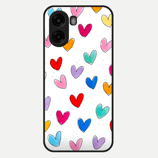  Playful Love Doodles Glass Case For Oppo A6s back cover – full design glossy printed glass finish
