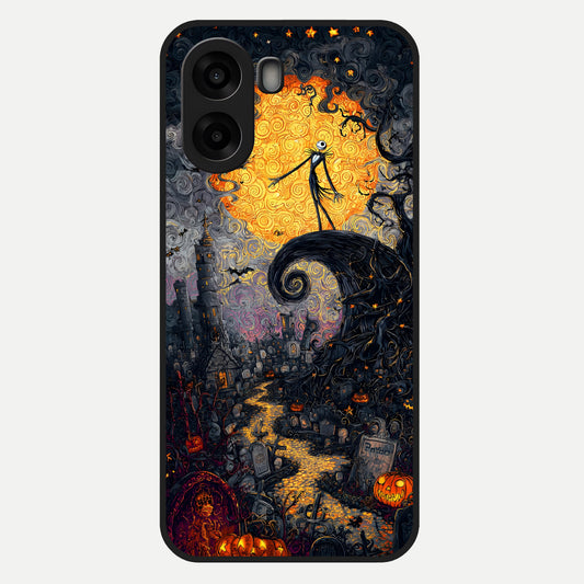  Pumpkin Moonlight Tale Glass Case For Oppo A6s back cover – full design glossy printed glass finish