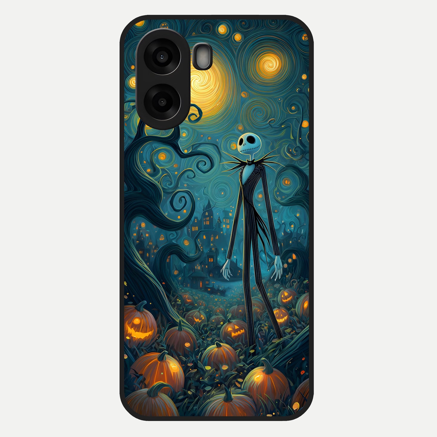  Pumpkin Moon Night Glass Case For Oppo A6s back cover – full design glossy printed glass finish