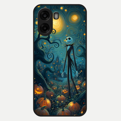  Pumpkin Moon Night Glass Case For Oppo A6s back cover – full design glossy printed glass finish