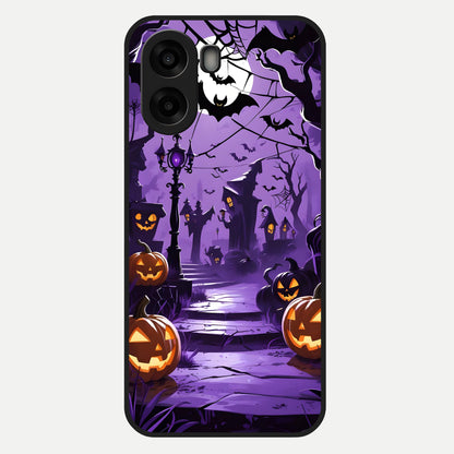  Pumpkin Patch Halloween Glass Case For Oppo A6s back cover – full design glossy printed glass finish