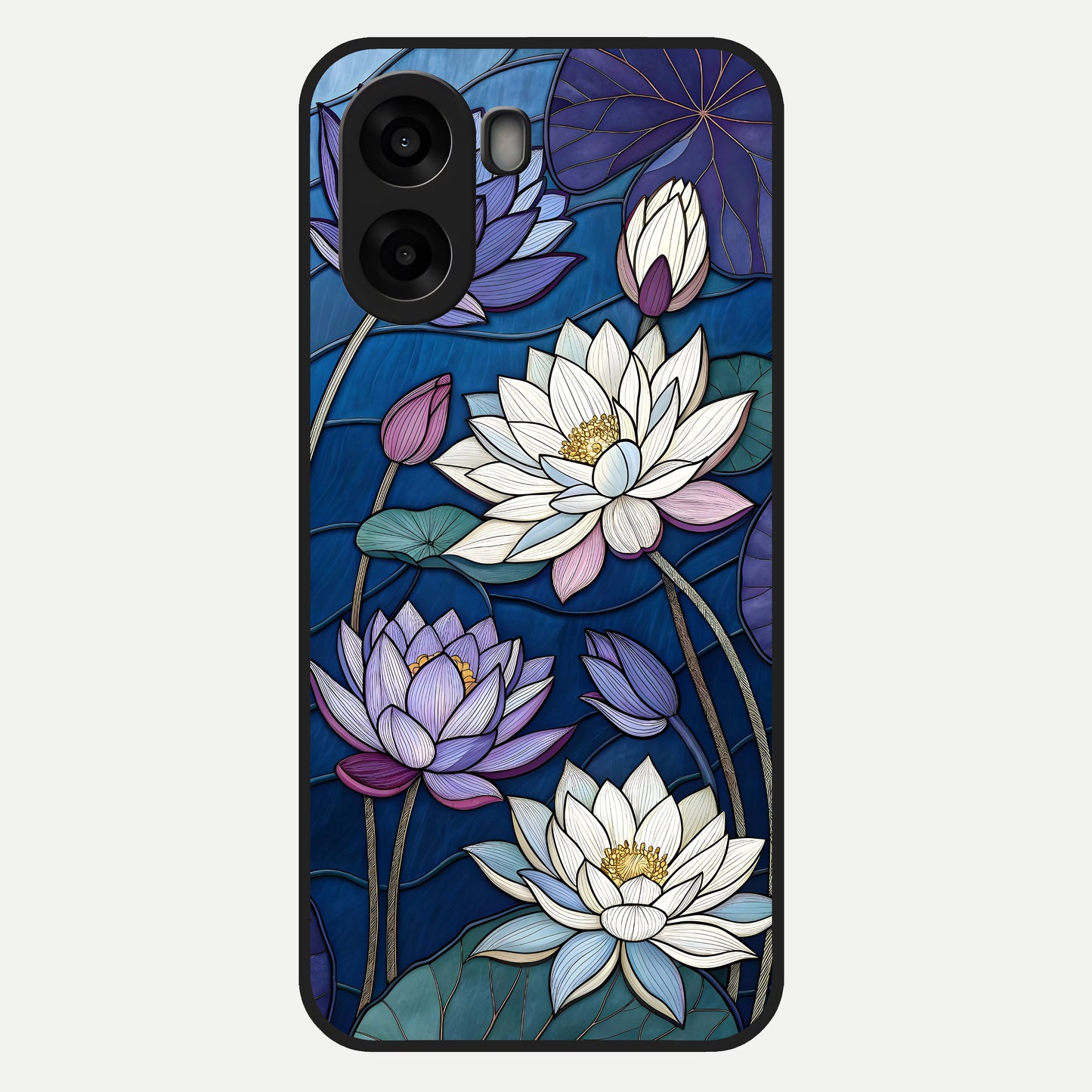  Purple Lotus Stained Glass Case For Oppo A6s back cover – full design glossy printed glass finish