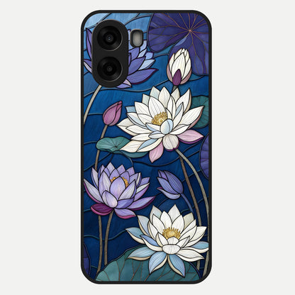  Purple Lotus Stained Glass Case For Oppo A6s back cover – full design glossy printed glass finish