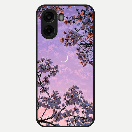 Purple Serenity Moon Glass Case For Oppo A6s back cover – full design glossy printed glass finish