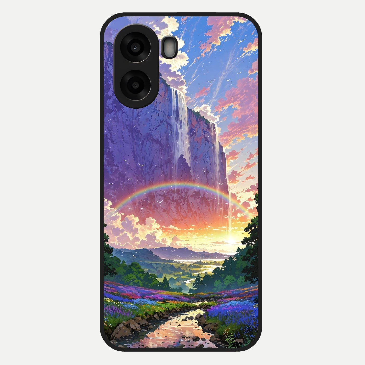  Rainbow Valley Dream Glass Case For Oppo A6s back cover – full design glossy printed glass finish