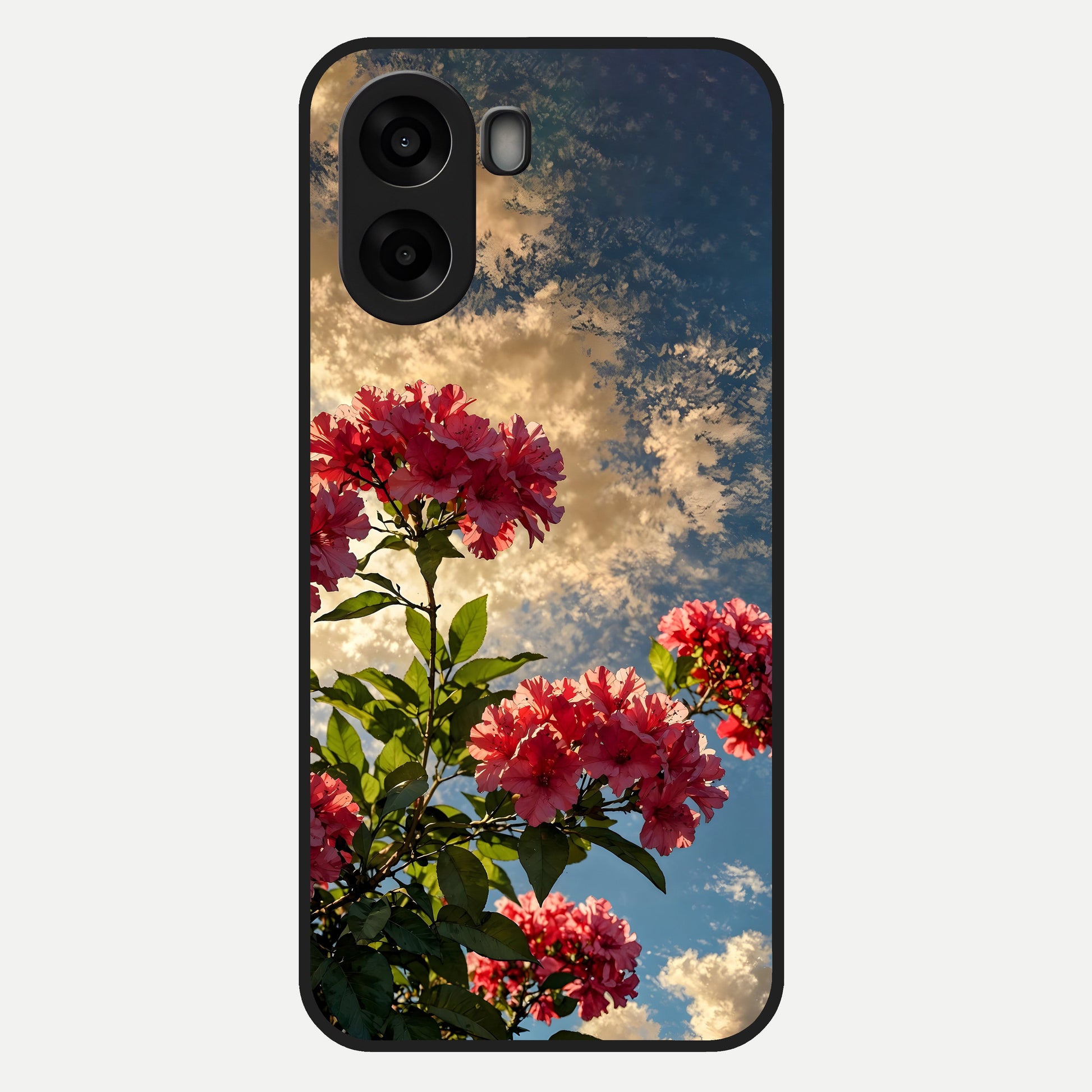  Red Bloom Skies Glass Case For Oppo A6s back cover – full design glossy printed glass finish