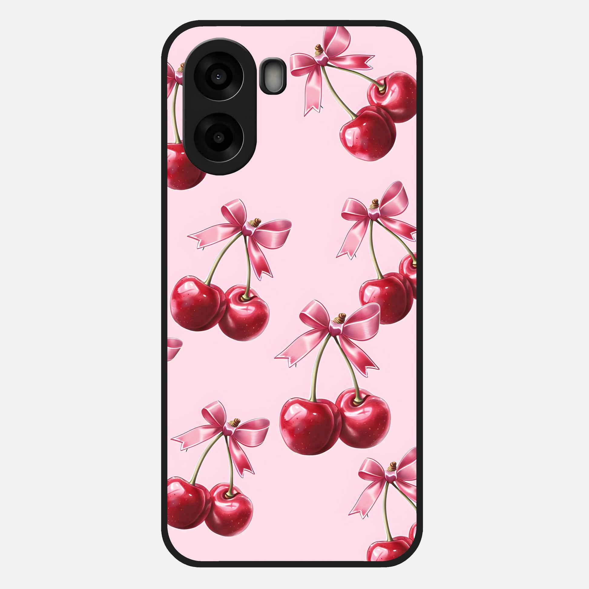 Red Cherries Pattern Glass Case For Oppo A6s back cover – full design glossy printed glass finish