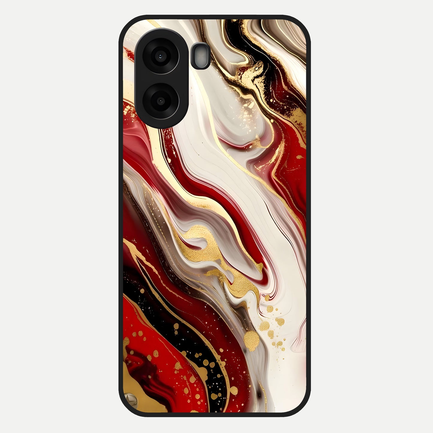  Red And White Marble Glass Case For Oppo A6s back cover – full design glossy printed glass finish