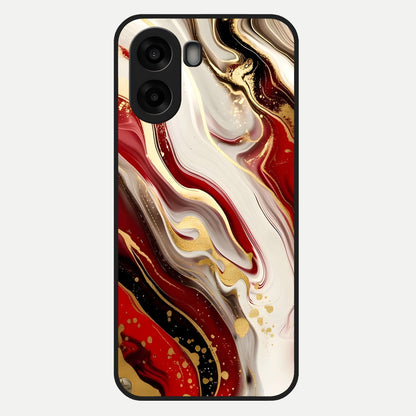  Red And White Marble Glass Case For Oppo A6s back cover – full design glossy printed glass finish