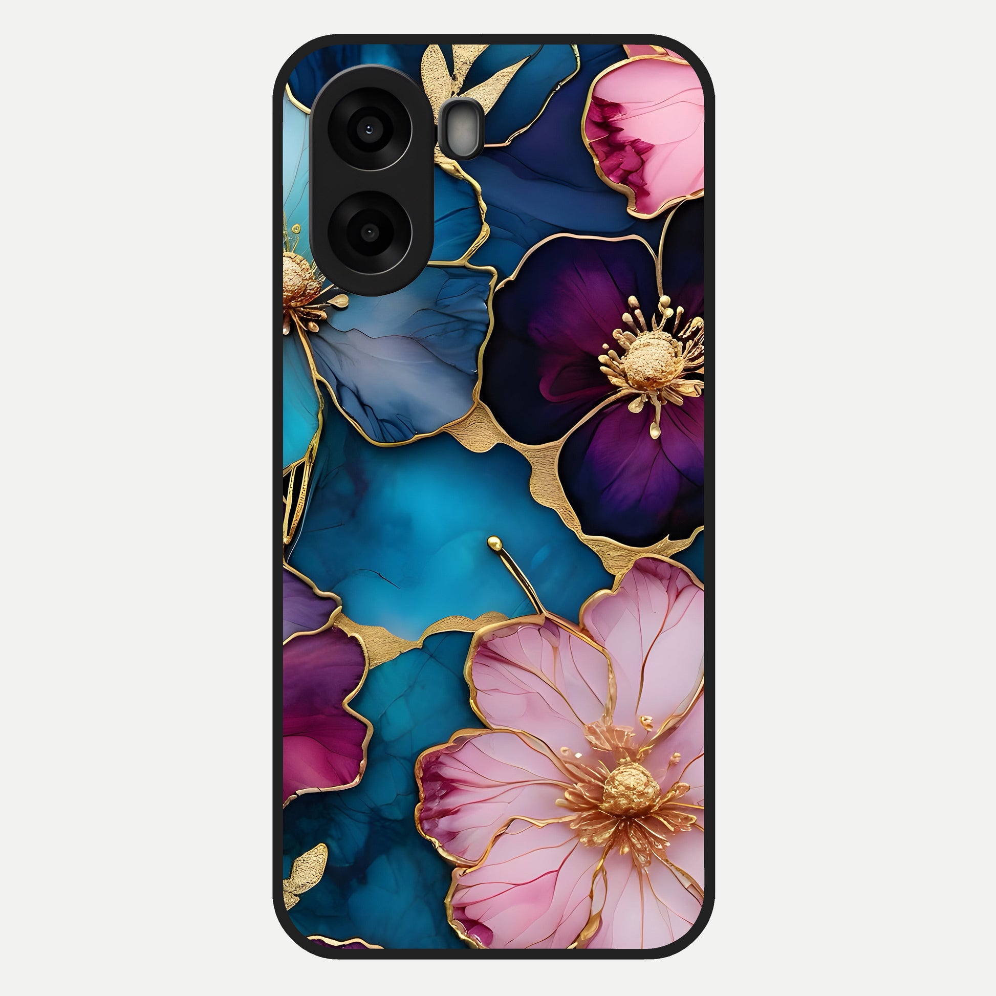  Sparkle Floral Glass Case For Oppo A6s back cover – full design glossy printed glass finish